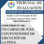 LLAMADO A INSCRIPCIÓN PARA EL CONCURSO N° 116